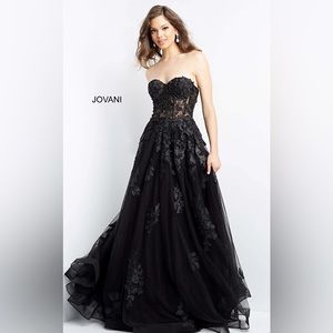 Jovani -07901 black A line sweetheart neck prom dress size 4